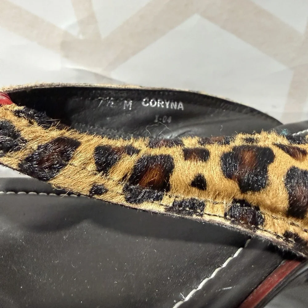 Donald J. Pliner Cortina Leopard Haircalf Wedge Sandals Italy 7.5